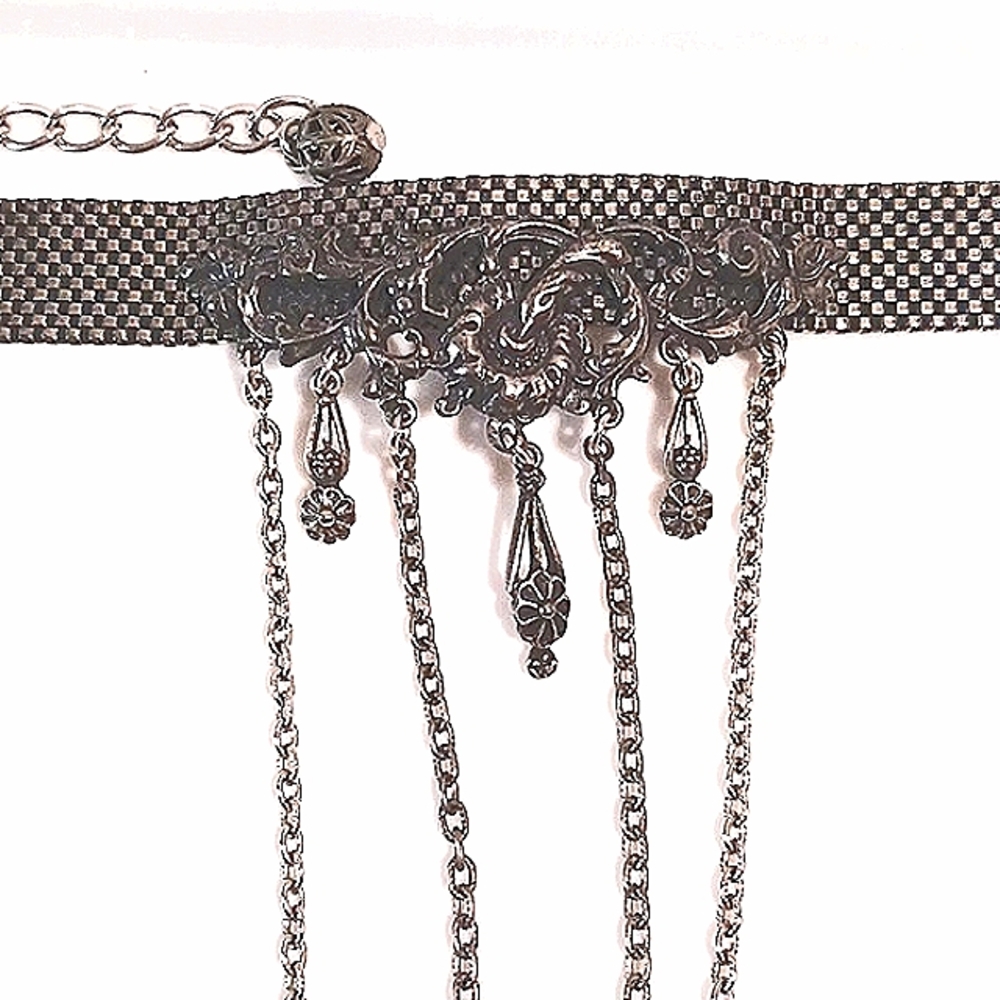 Gorgeous Vintage Mesh Ornate 💜 Choker Necklace ⚜️ - Picture 4 of 10